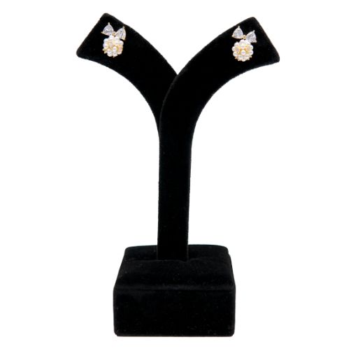 Pearl Cluster Bow-Cut Crystal Stud Earrings